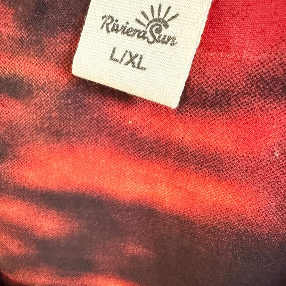 Riviera Sun African Gele Goddess Sunset Graphic Long Maxi Cover Up Kaftan SZ XL - Picture 7 of 8